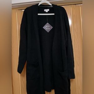 NWT Ava & Viv 4x black open front cardigan. Two pockets.